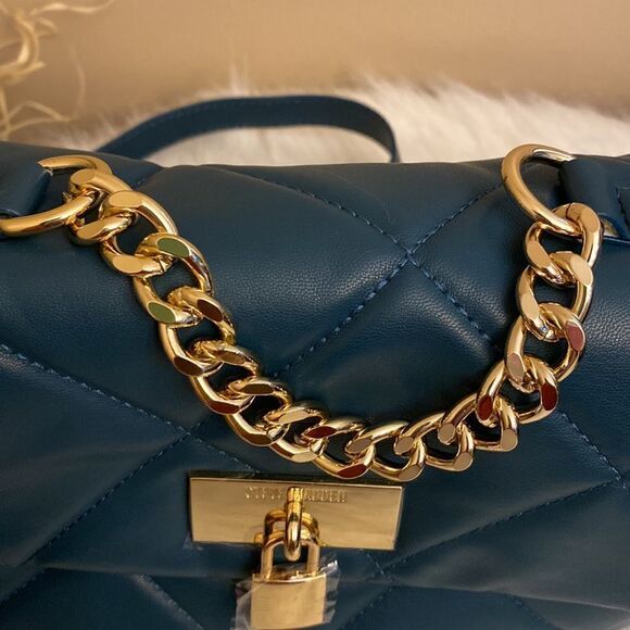 NWT Steve Madden (btulsa) Quilted Shoulder/ Crossbody Bag - Peacock Green - Picture 12 of 12